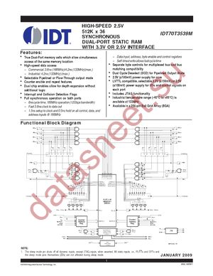 IDT70T3539MS133BC datasheet  